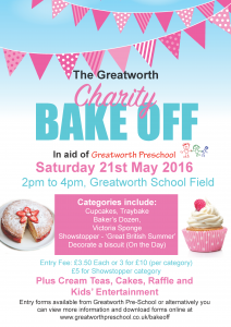 Greatworth PreSchool Bake Off Poster